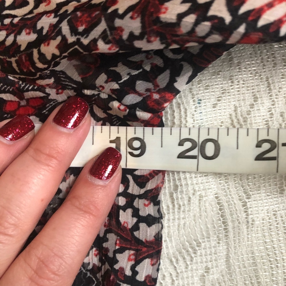 1.State sheer lace up patterned peasant top - Picture 7 of 9